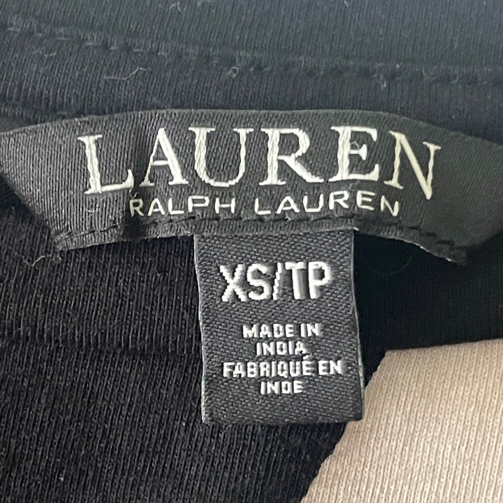 Lauren Ralph Lauren Top, short sleeve, black,cream colored "RLL" design.  XS - Picture 4 of 4